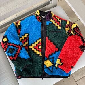 New OBEY Moroccan Rug Pattern Fleece Full Zip Jacket Small